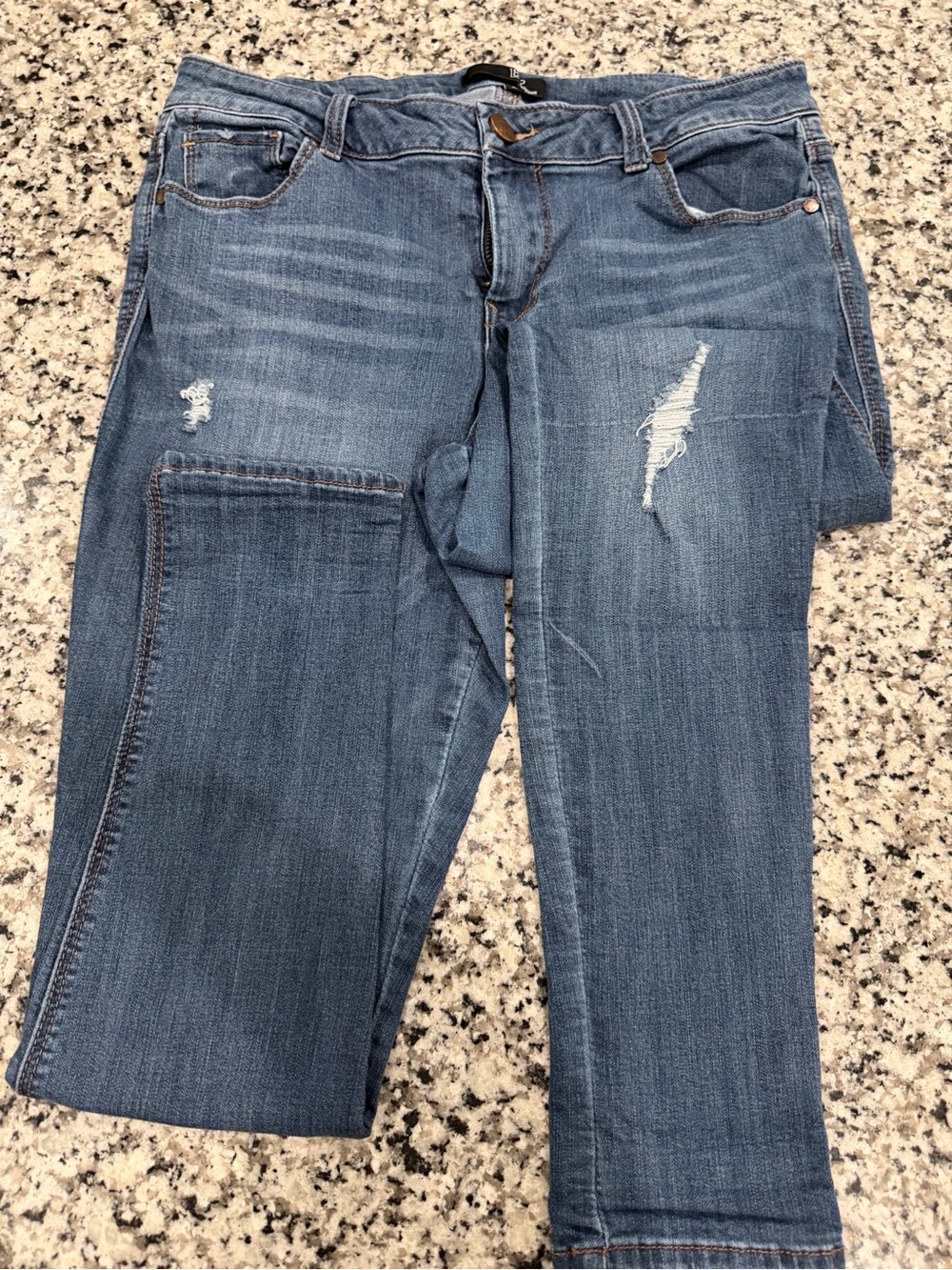 1822 Denim Blue Skinny Jeans with Distressed Details